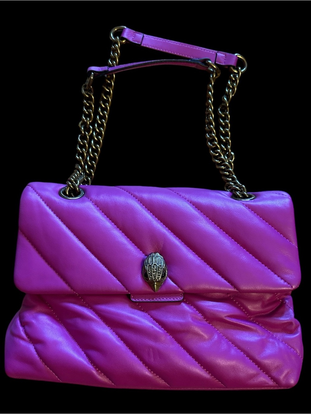 Kurt Geiger Hot Pink Quilted Shoulder Bag with Gold Hardware with tag